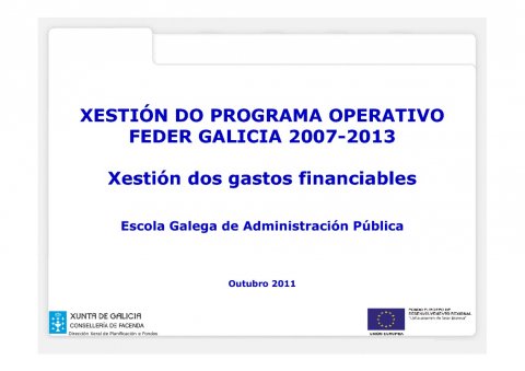 Xestión do programa operativo FEDER Galicia 2007-2013. Xestión dos gastos financiables. - A xestión dos Fondos Comunitarios Feder-Fse 2007/2013